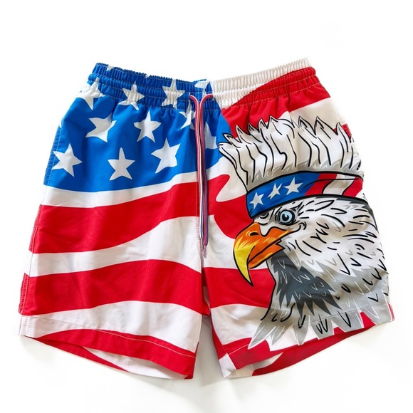 Chubbies Mens Small The Eagle Scouts 5.5” Classic Swim Trunk Shorts USA Flag - Picture 1 of 5